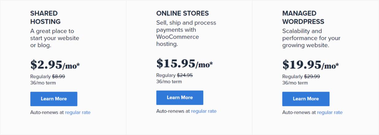 Bluehost hosting prices