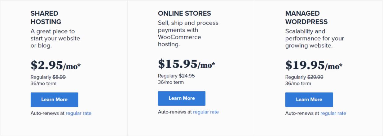 Bluehost hostingprijzen