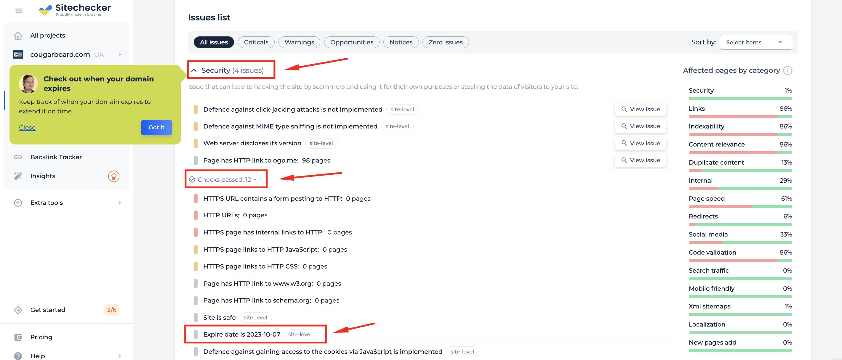 Domain expiry date checker results