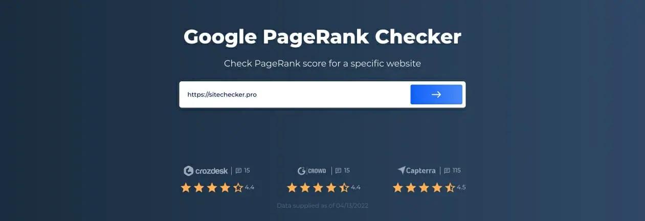 Vérificateur de PageRank de Sitechecker