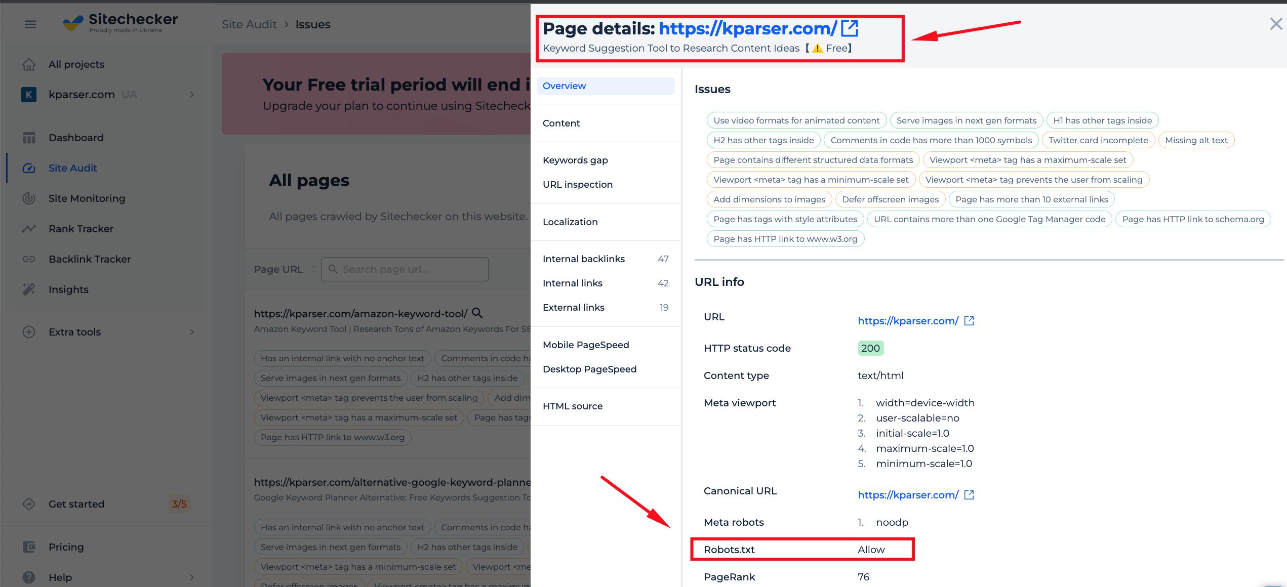 robots txt checker results