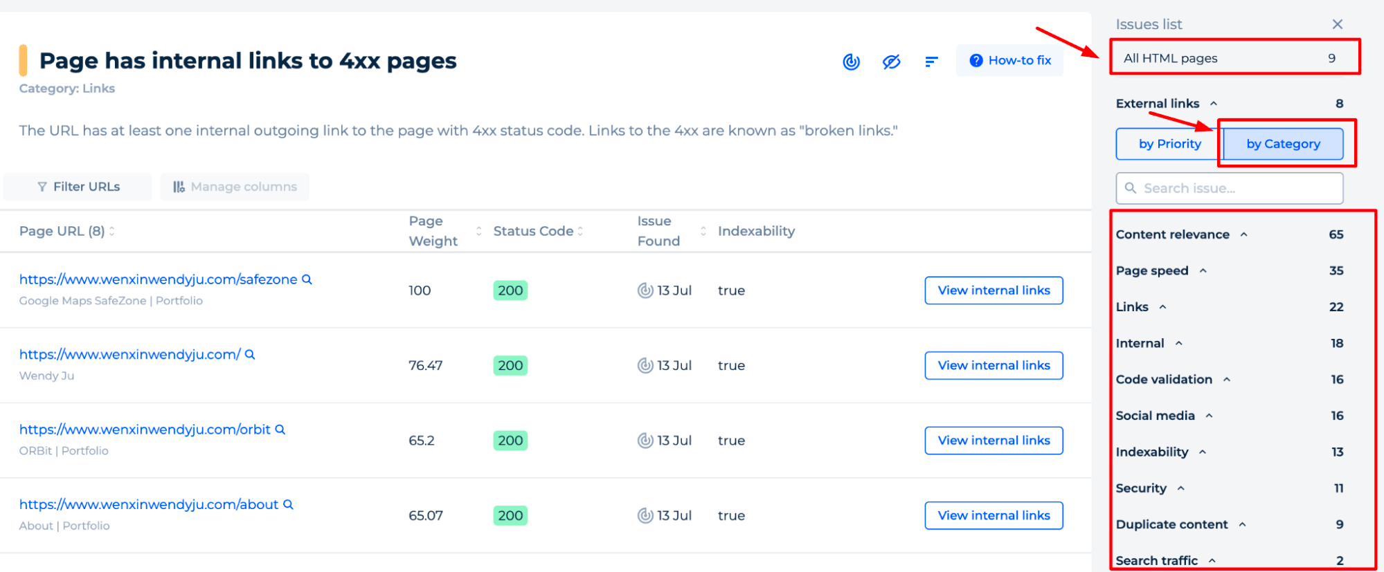 All HTML Pages by Category