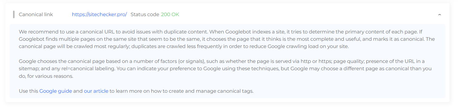 Canonical checker results