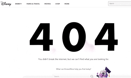 Disney’s custom 404 page