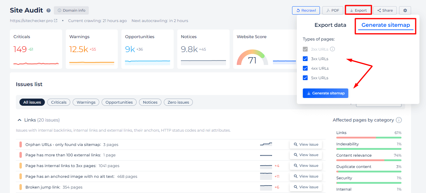 Sitemap generieren