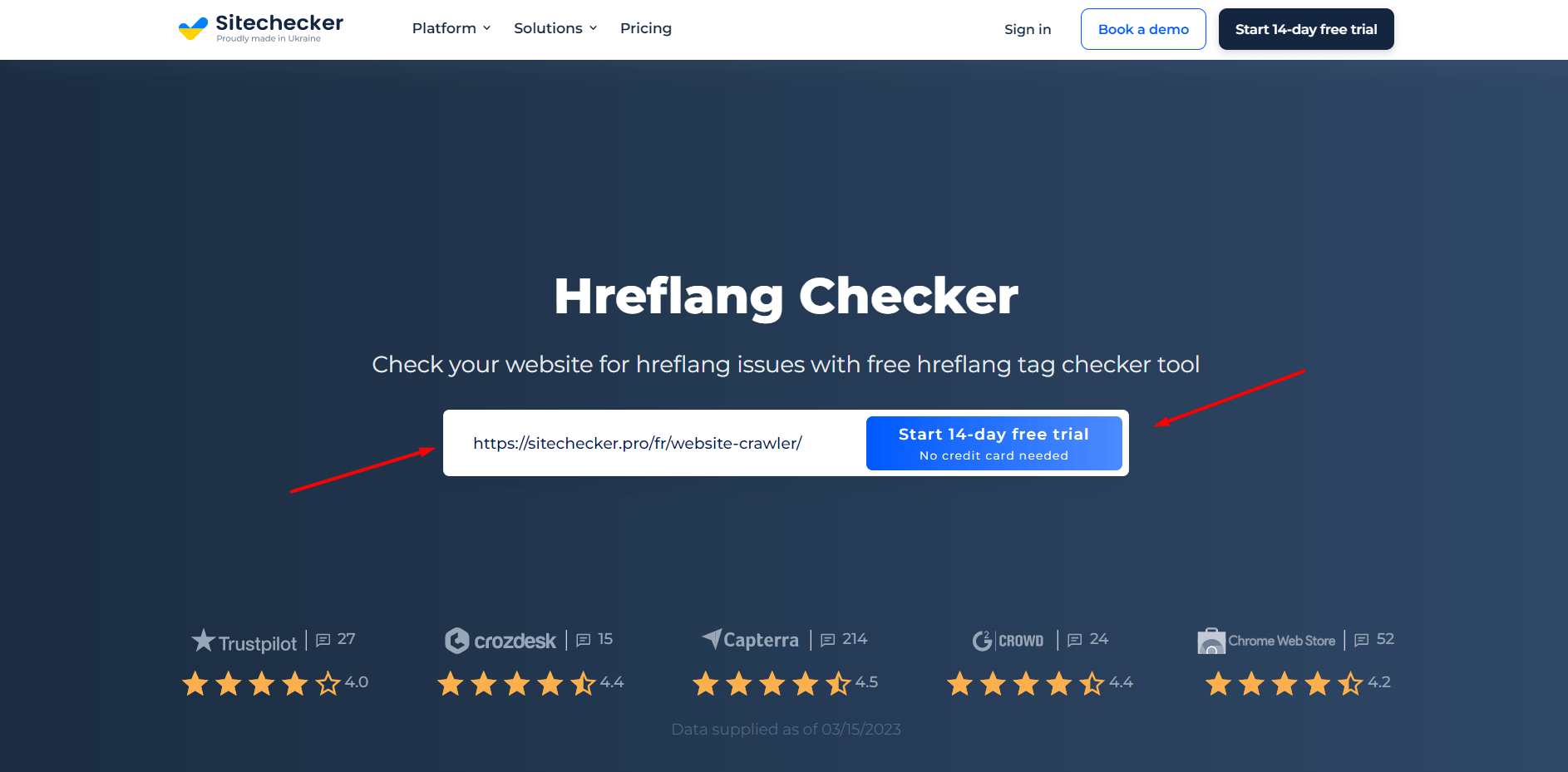 hreflang links prüfen kostenlosen Teststart starten