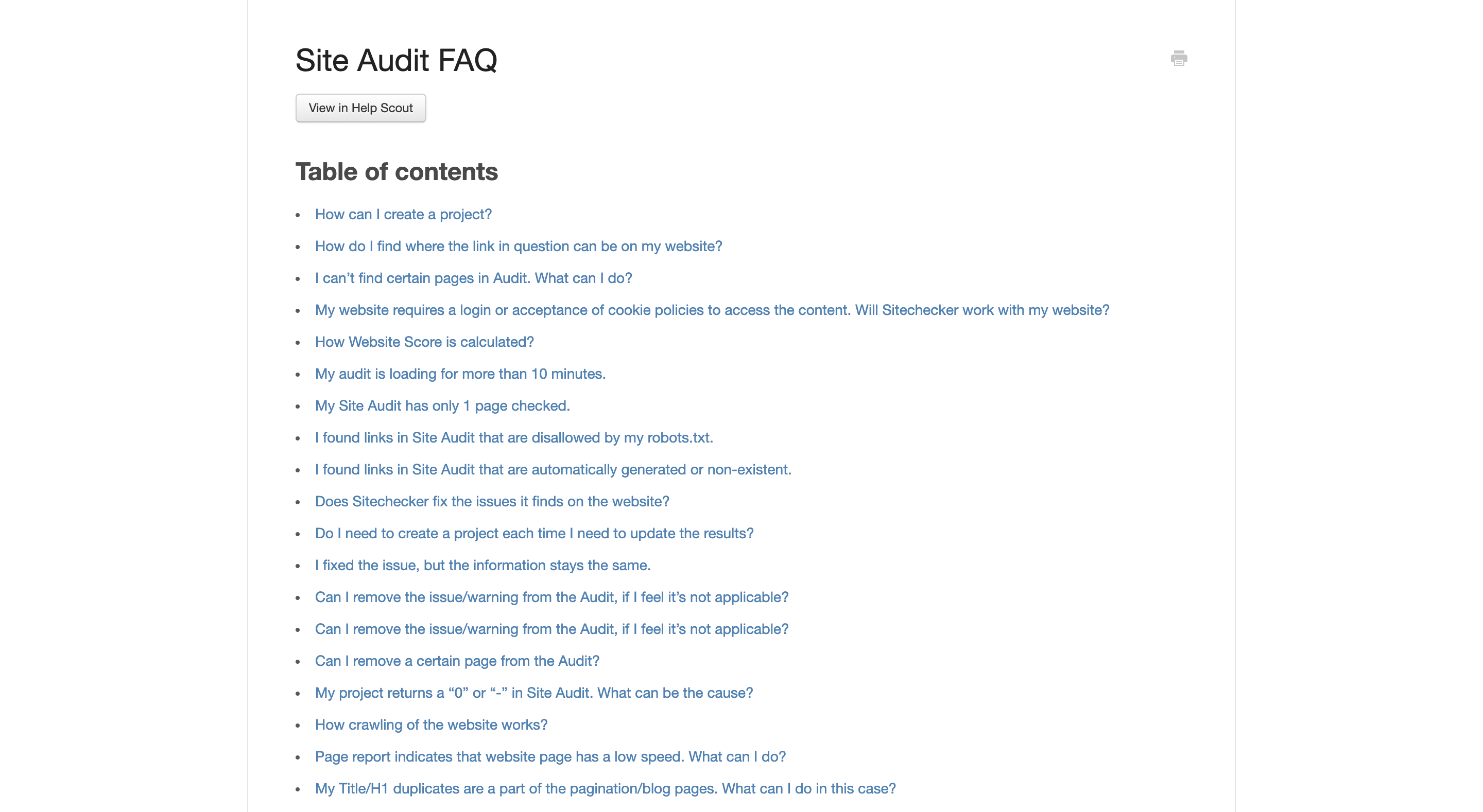 site audit frequently asked questions