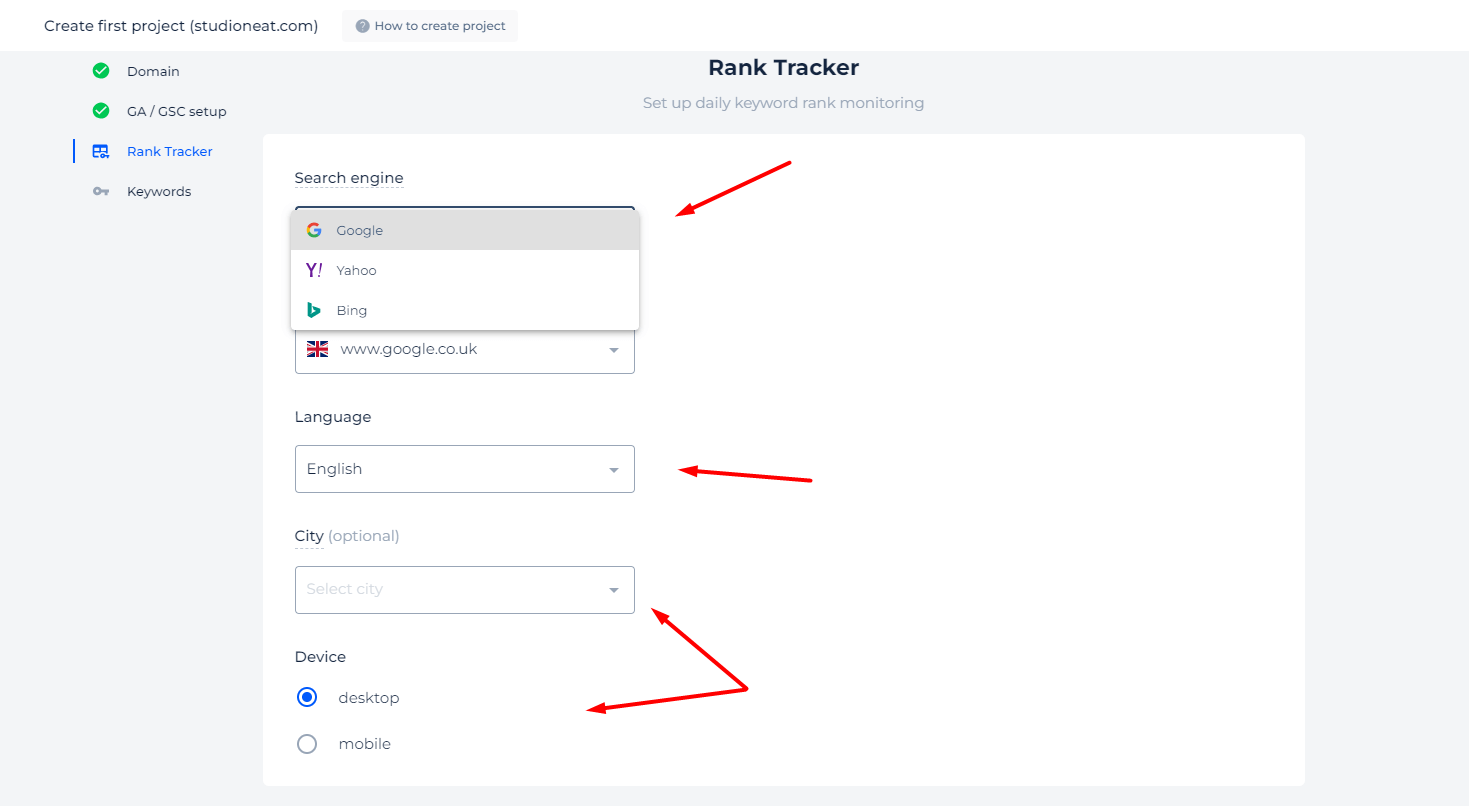 Rank Tracker Settings