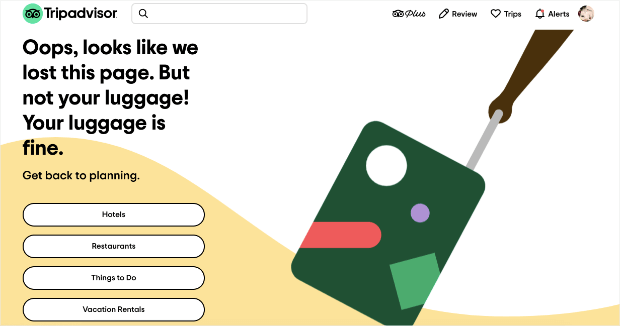 Tripadvisor’s custom 404 page