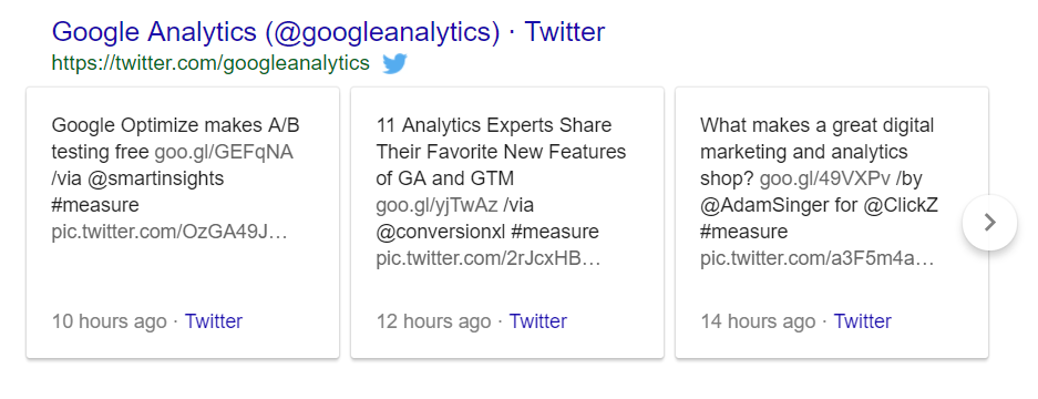 Tweets in Google search