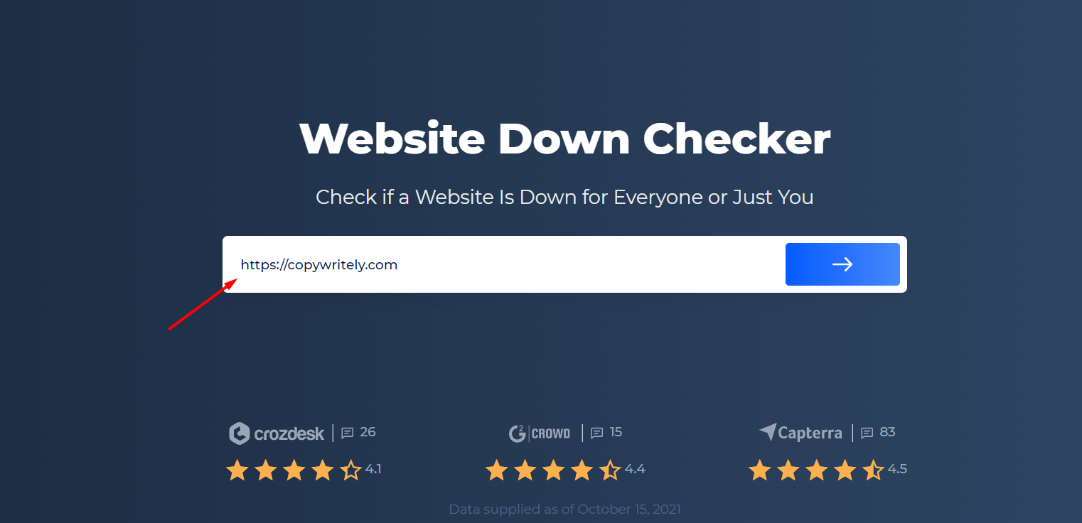 tool voor online websitecontrole om erachter te komen of de site niet beschikbaar is
