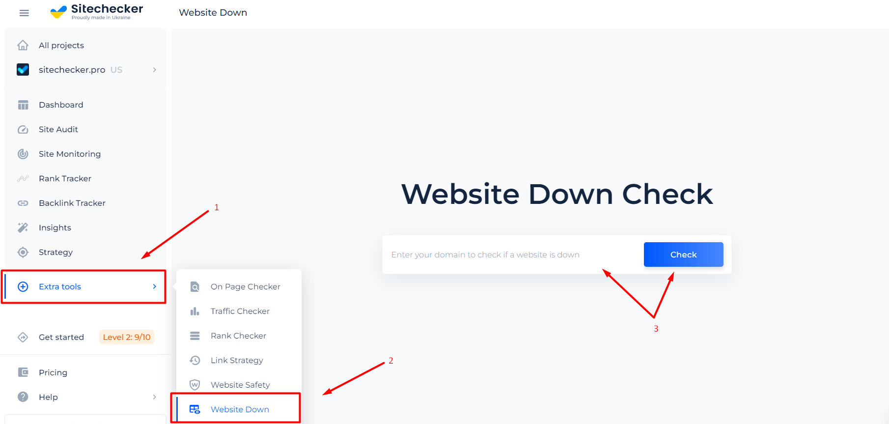 website down in the extra tools